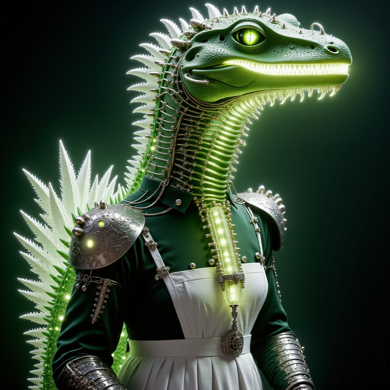 20240927_111156 futuristic intricate basilisk wearing a maids uniform _lora_Electrified Flux v1_1_ 1173027651 c=1 20 0.4 Euler flux1DevBNBNF4V2.jpg